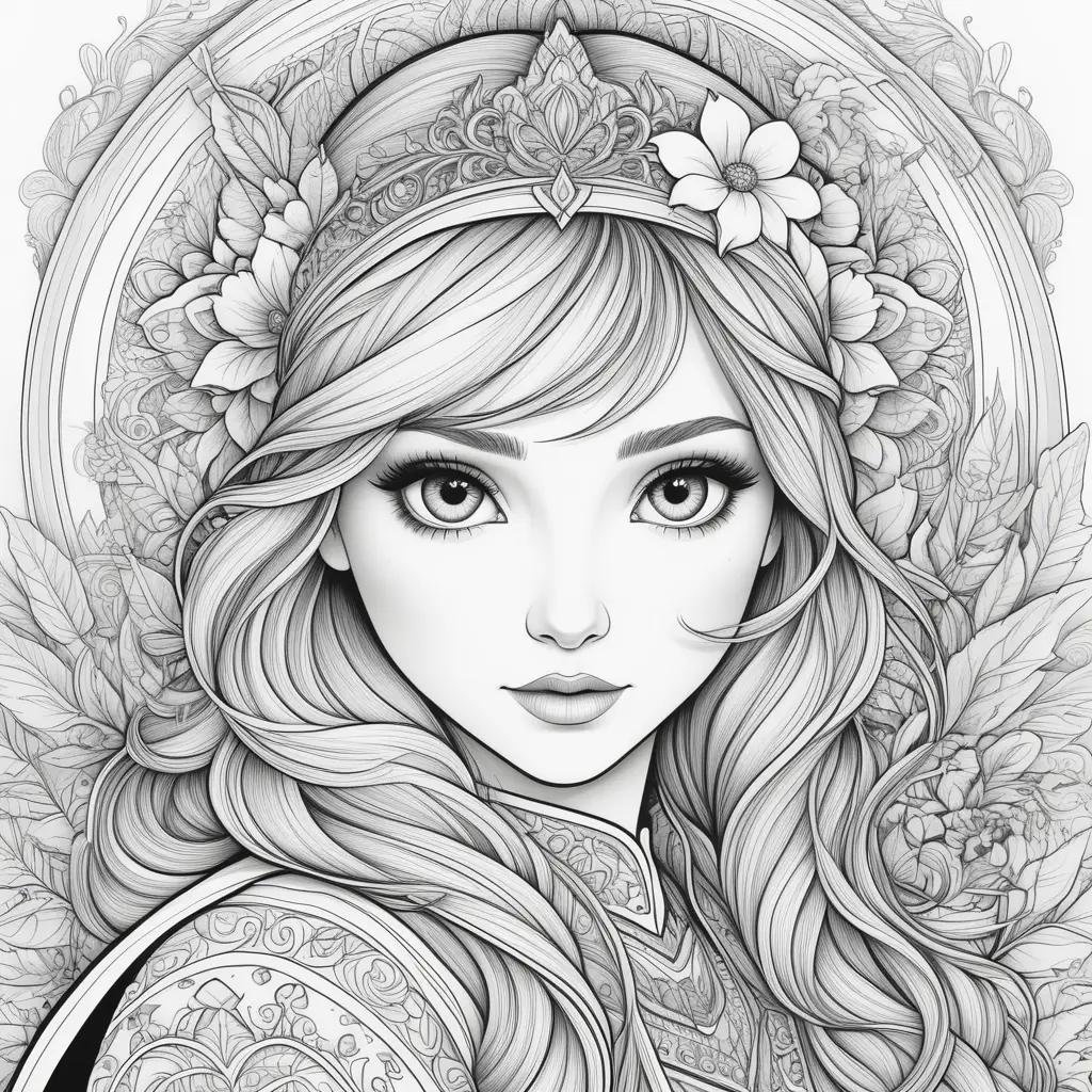 na Coloring Page: A beautiful princess with a crown