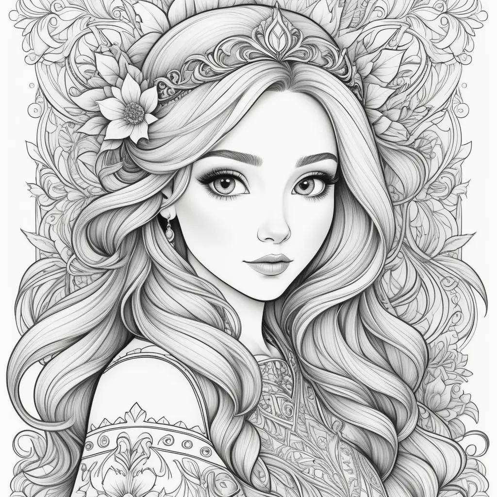 na Coloring Page: Princess Anna Coloring Page for Adults