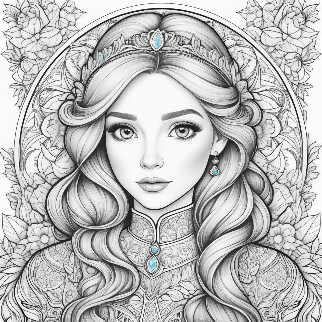 na Coloring Page with a Queen and a Crown