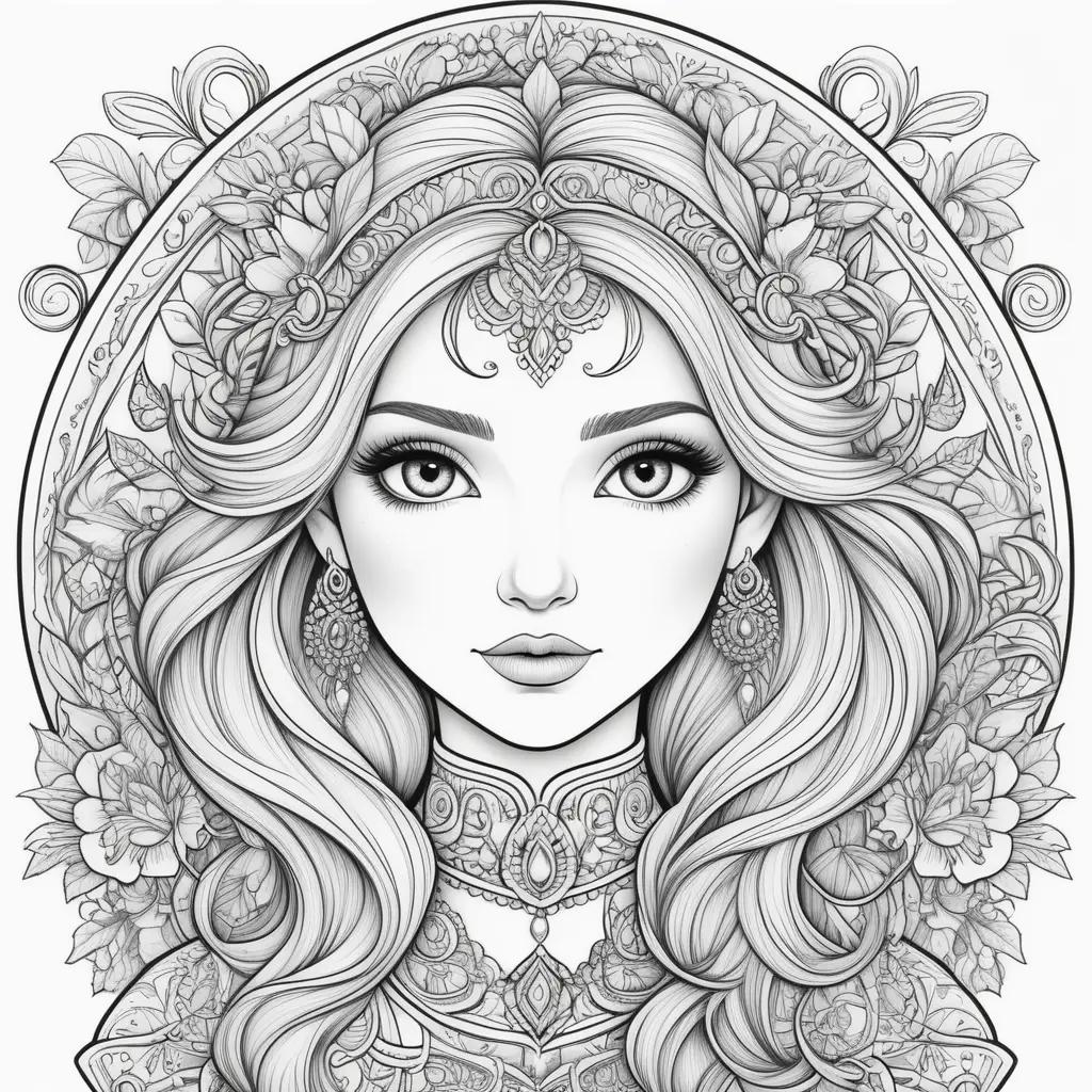 na Coloring Page with a crown and earrings