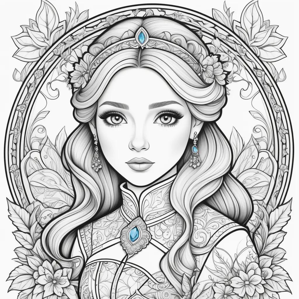 na Coloring Pages with Blue Eyes and Crown