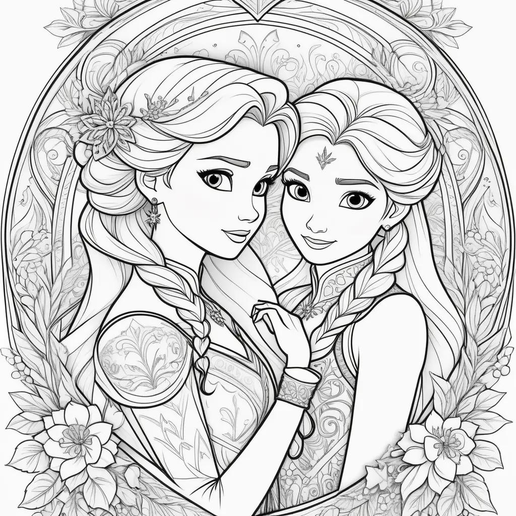 na and Elsa Coloring Page