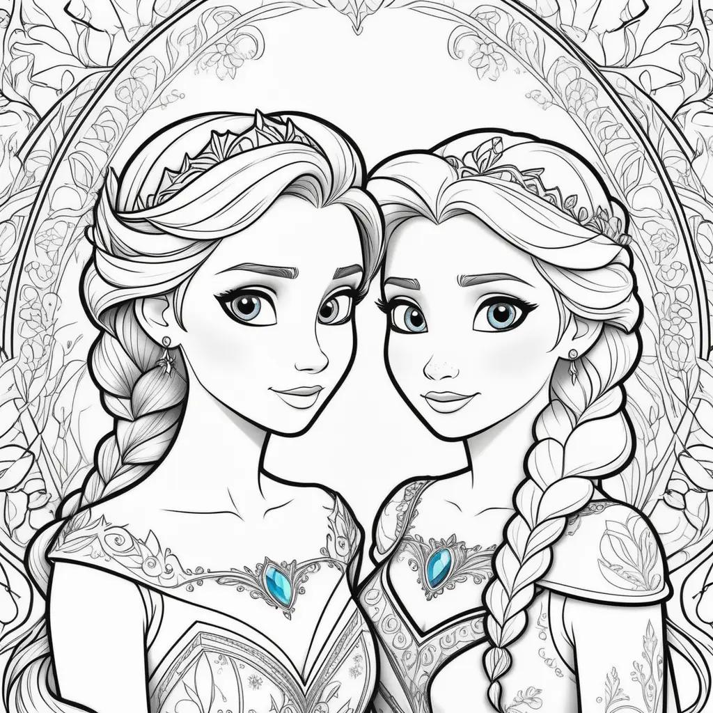 na and Elsa Coloring Pages for Adult Coloring Books