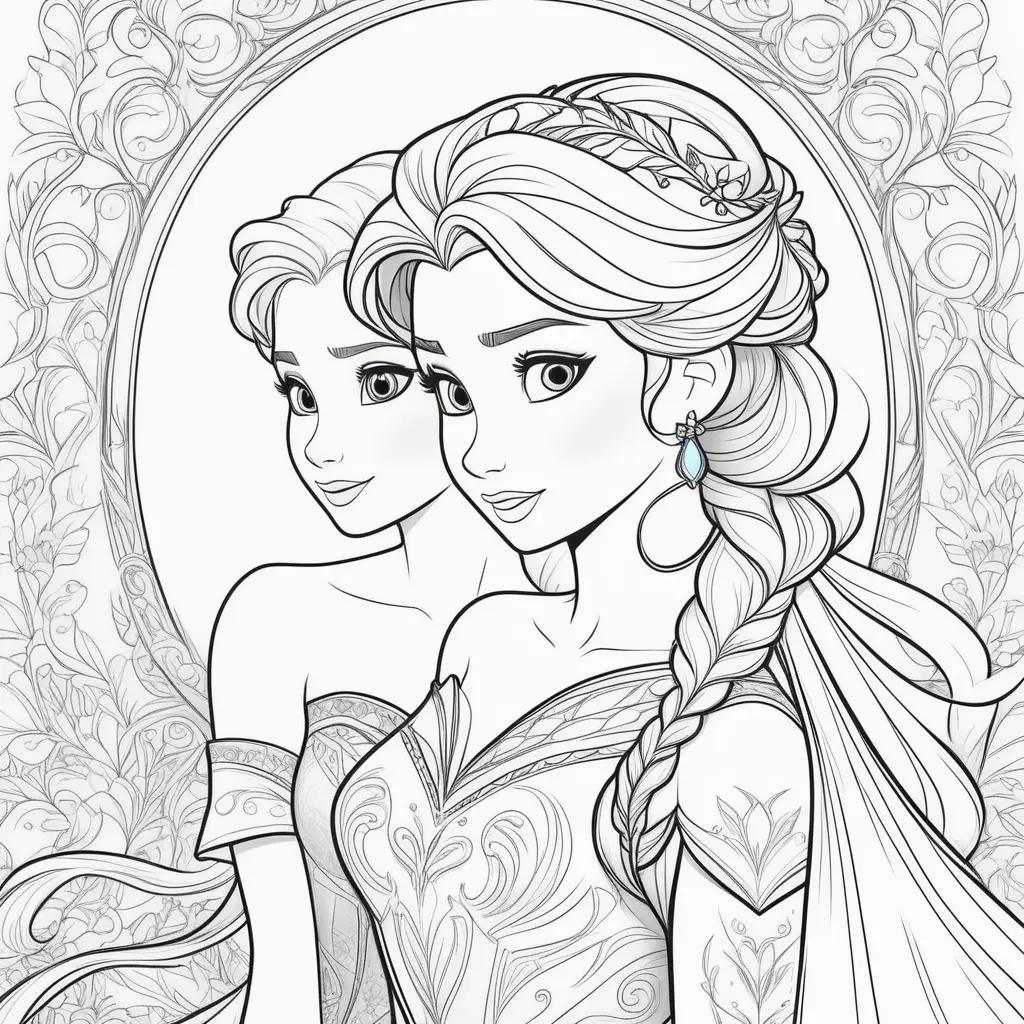 na and Elsa coloring page for adults