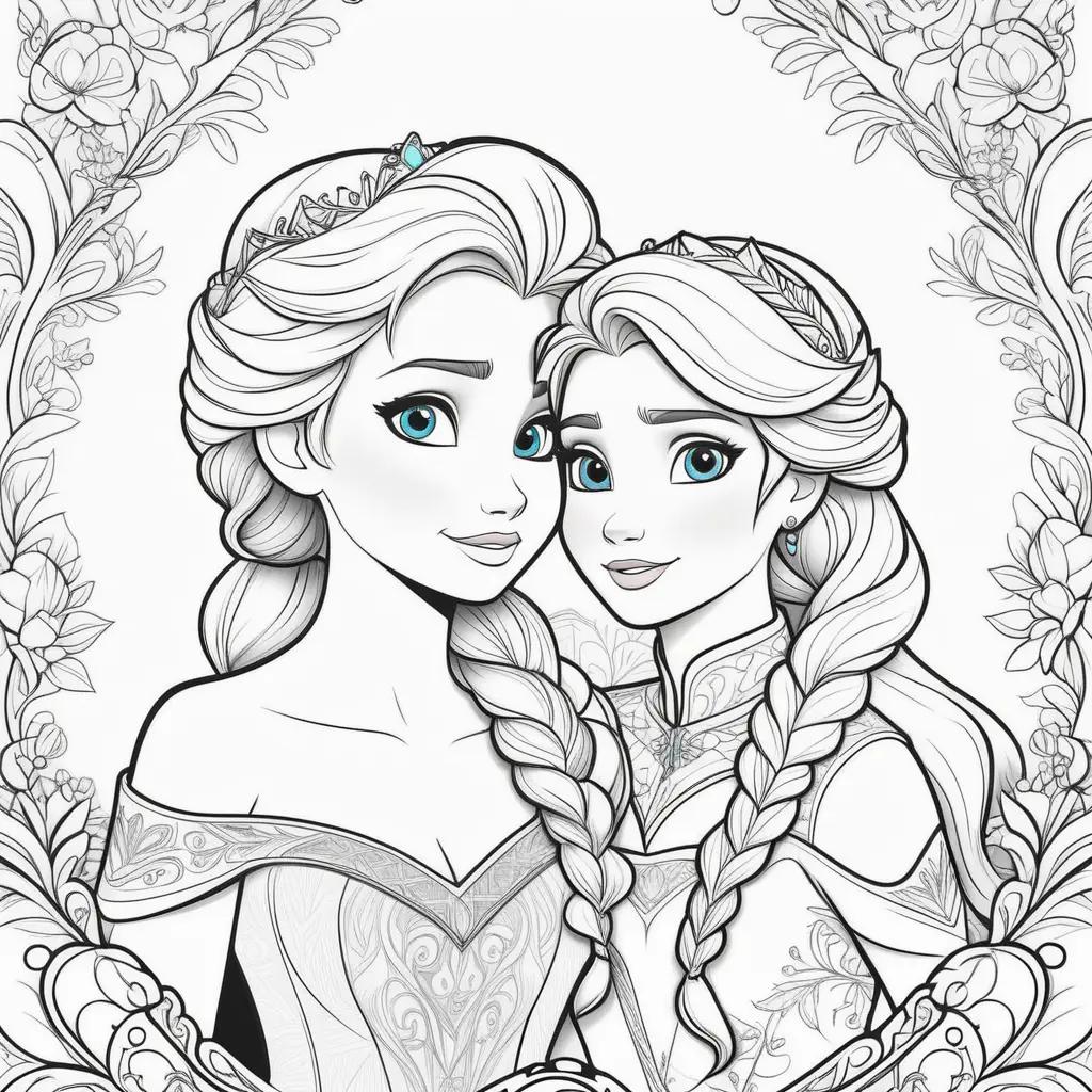 na and Elsa coloring page for girls