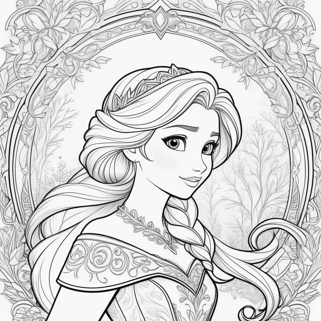 na and Elsa coloring page in black and white