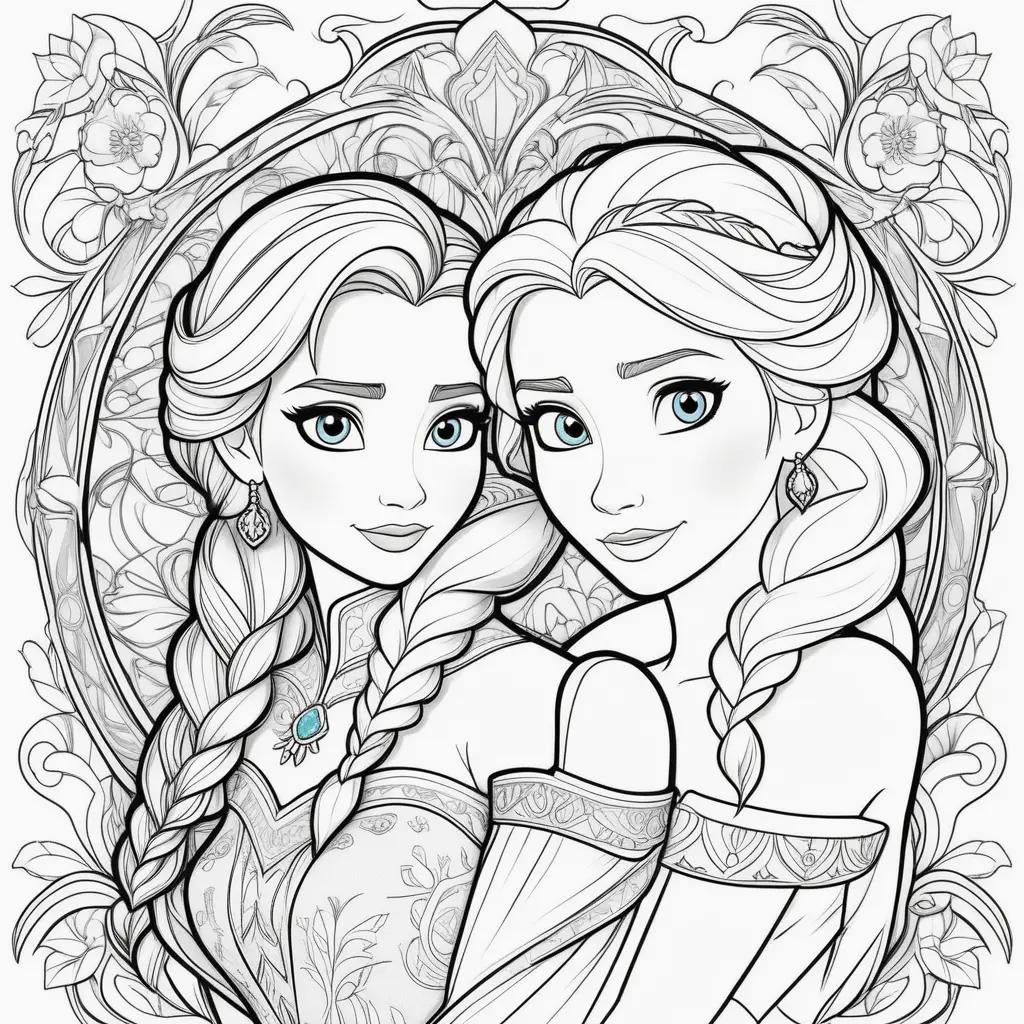 na and Elsa coloring pages, Disney princesses