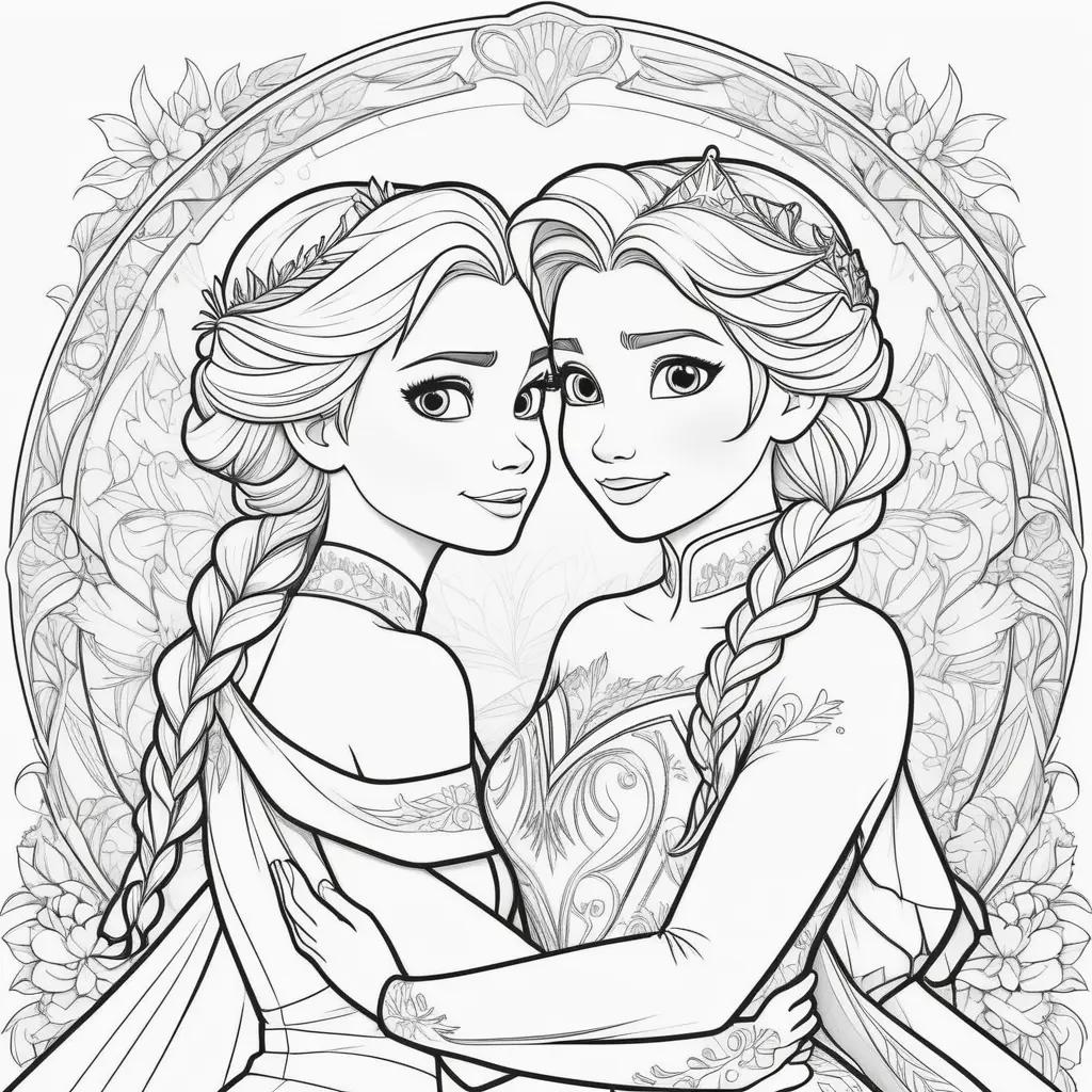 na and Elsa coloring pages for adults