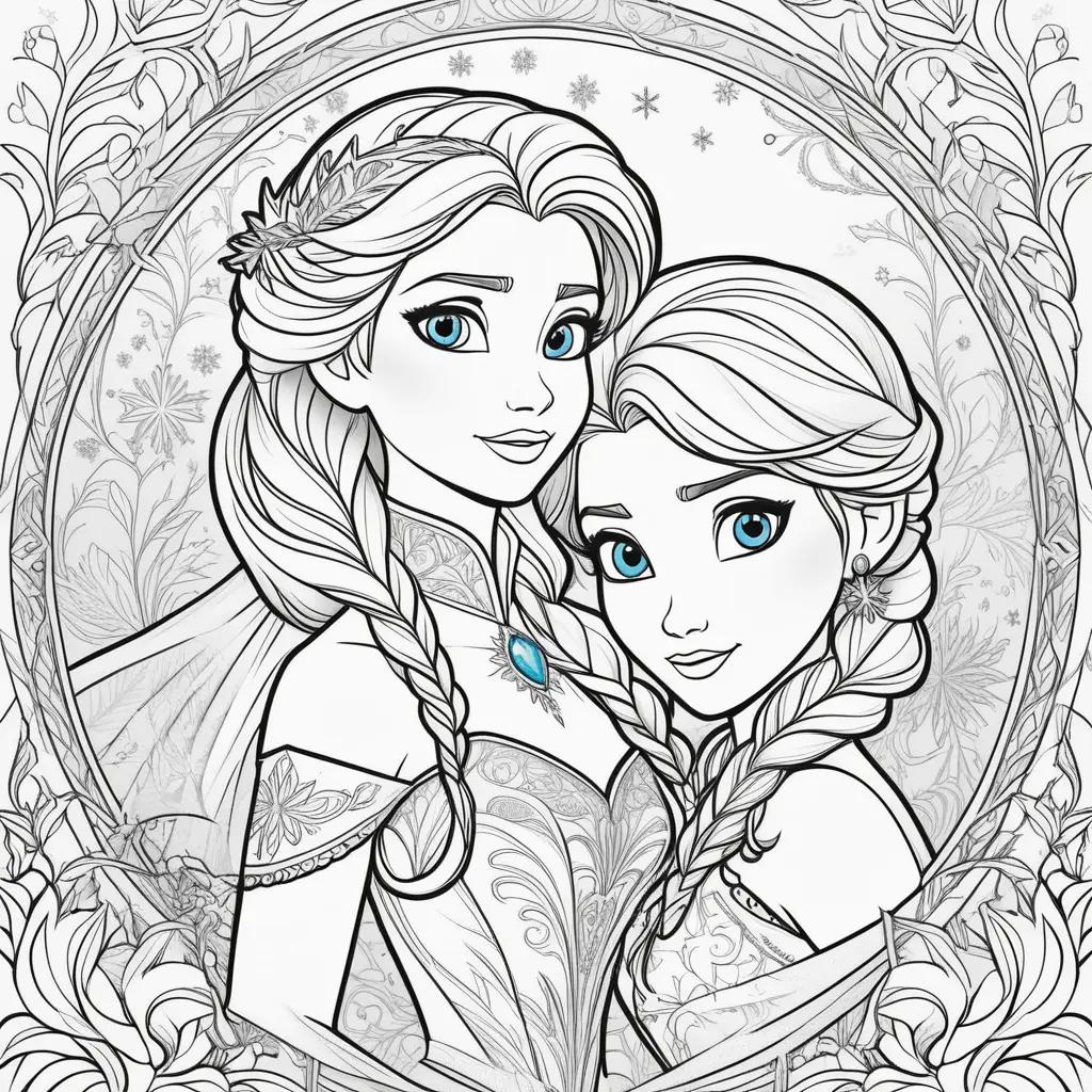 na and Elsa coloring pages from Frozen