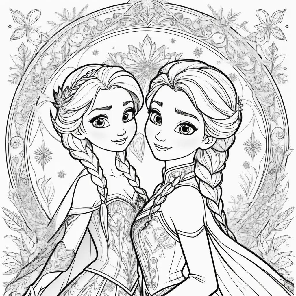 na and Elsa coloring pages from the Frozen movie