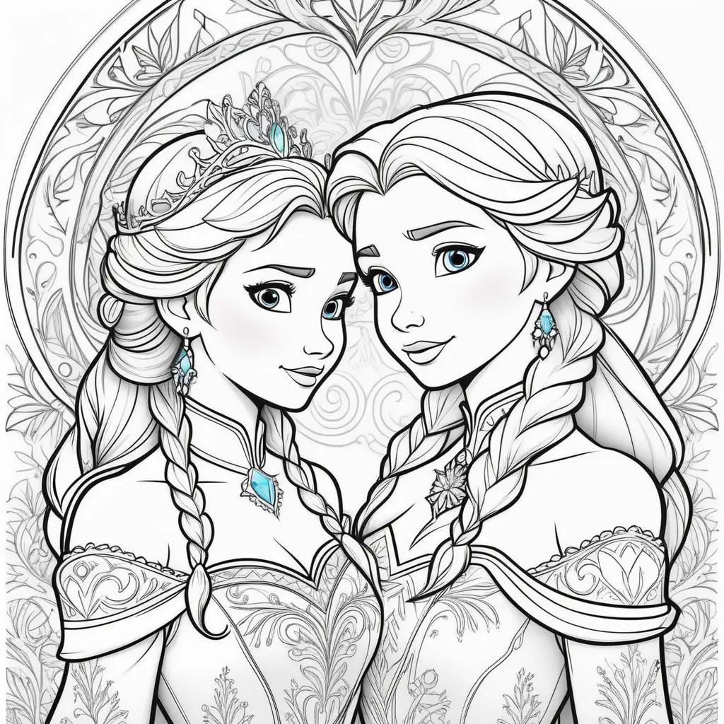 na and Elsa coloring pages from the movie Frozen