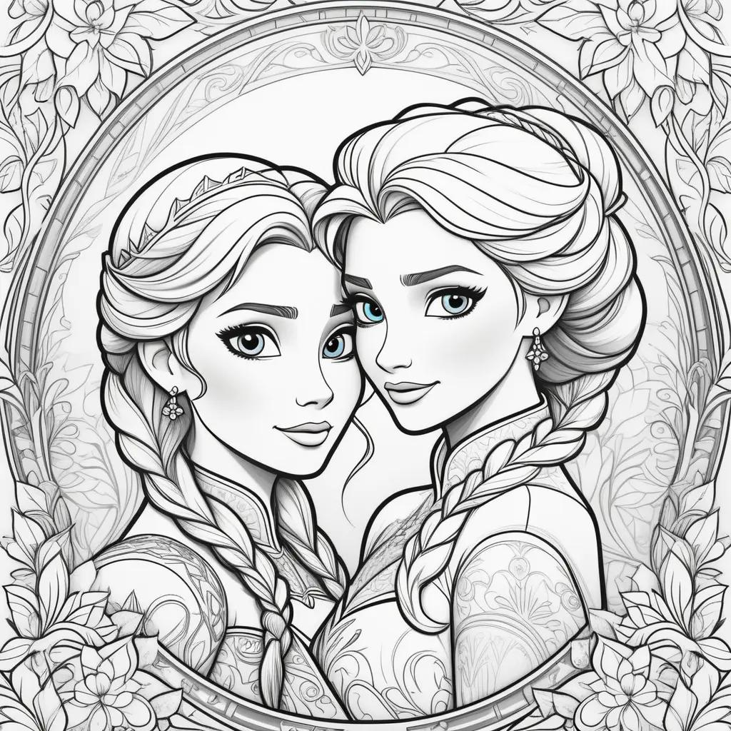 na and Elsa coloring pages with detailed illustrations