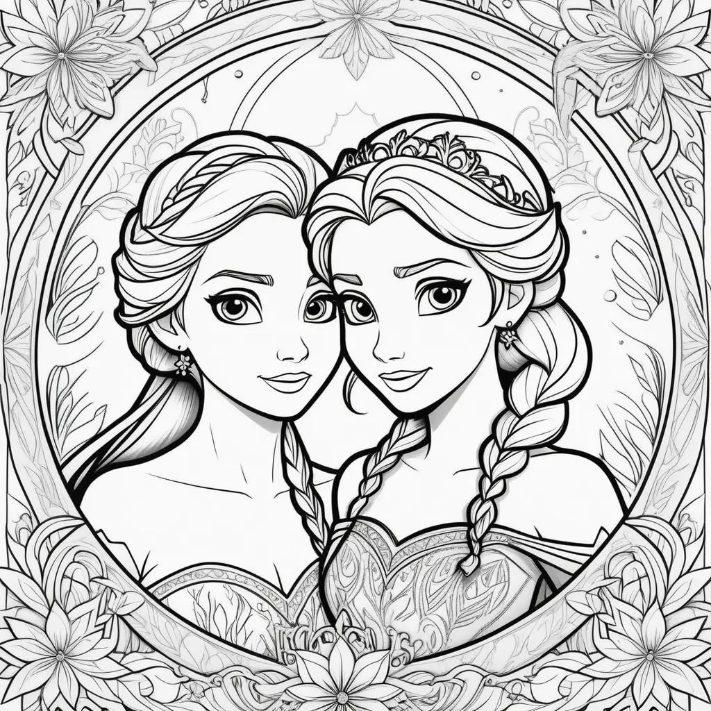 na and Elsa frozen coloring pages, black and white