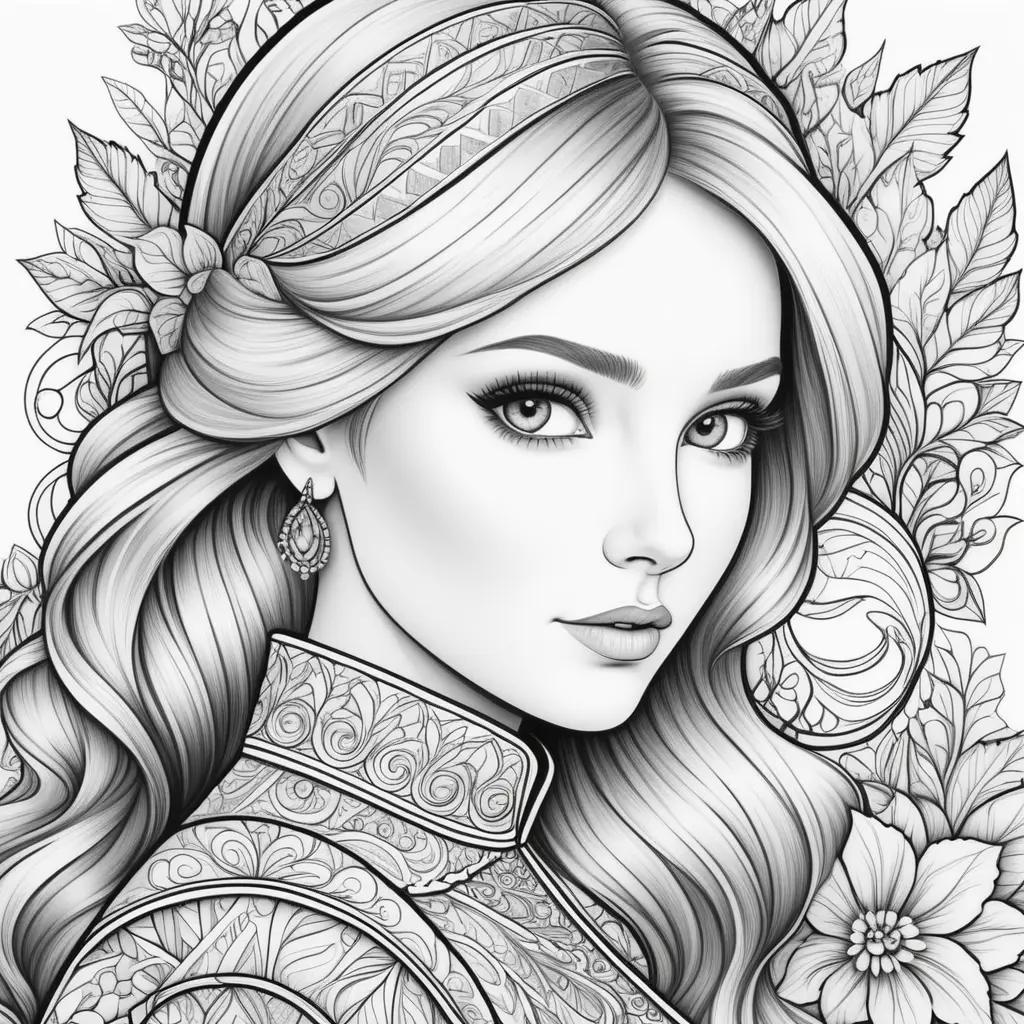 na coloring page with floral designs