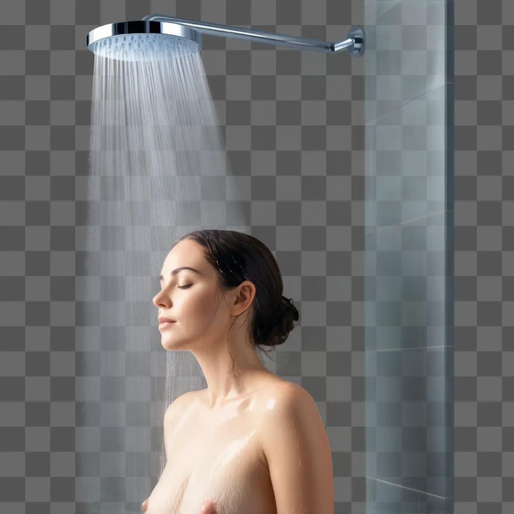 naked woman in a shower head