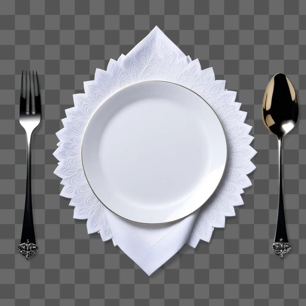 napkin holds a plate and fork