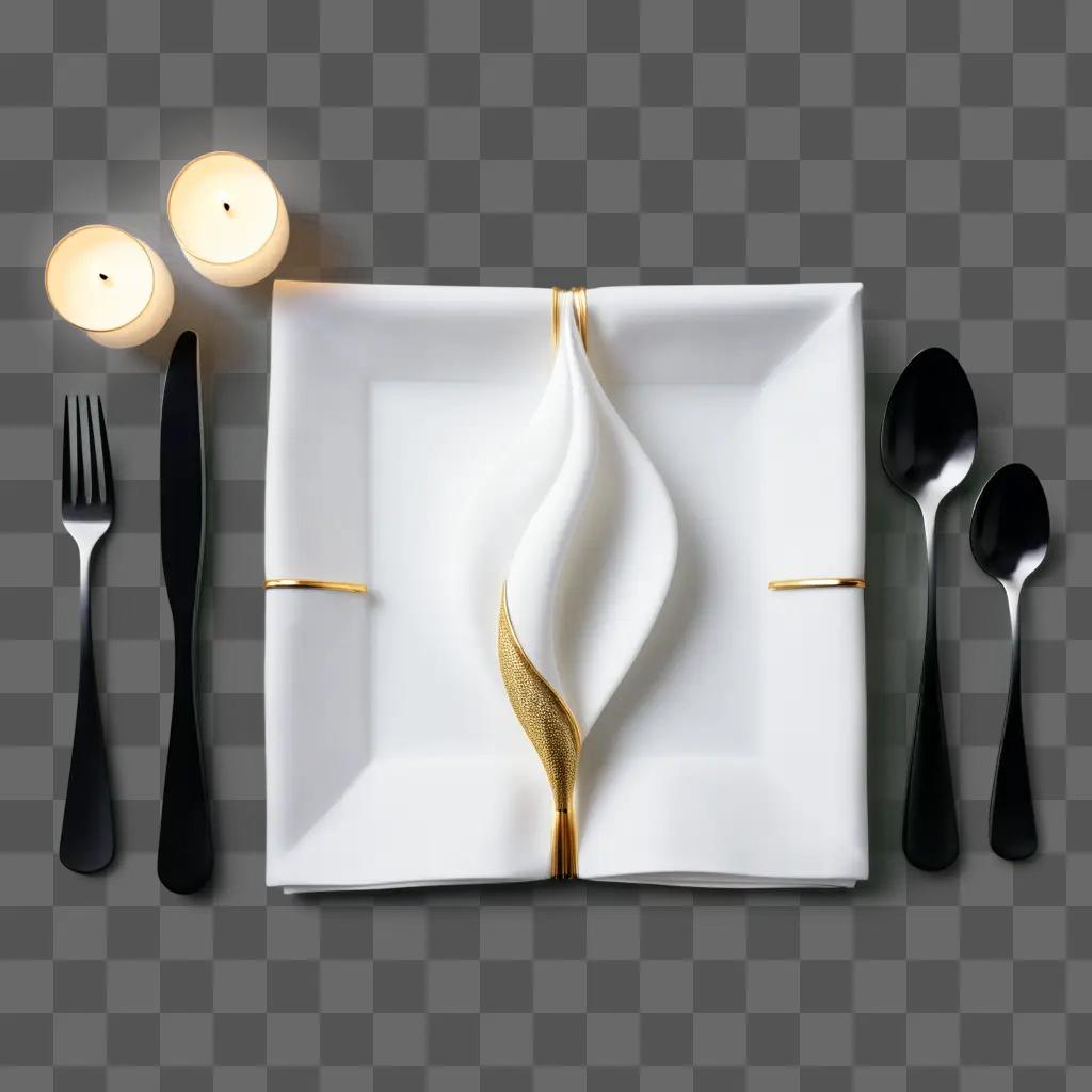 napkin is set against a white plate