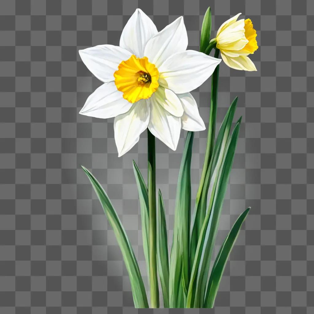 narcissus flower drawing A painted image of two flowers