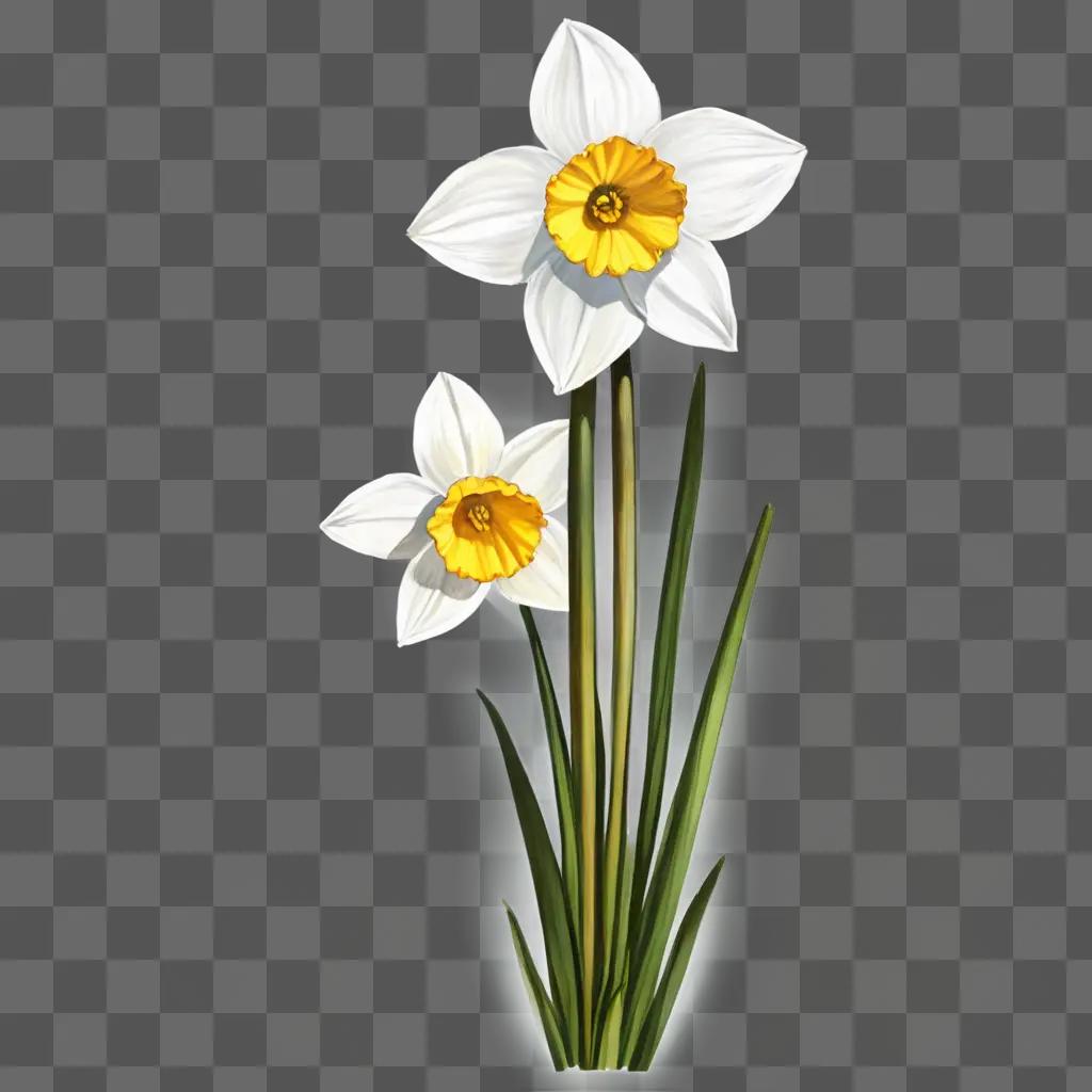 narcissus flower drawing Two daffodils are displayed in a sketch