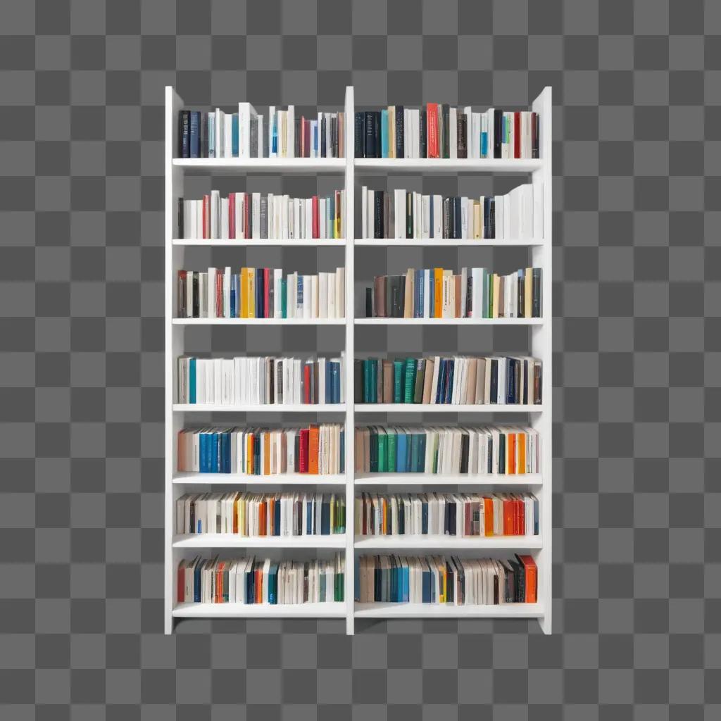 neatly arranged bookcase with books of various colors