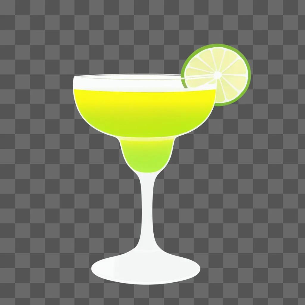 neon clipart margarita with lime wedge