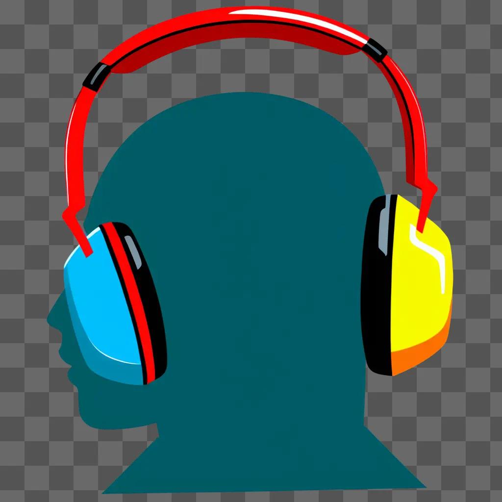 neon headphone clipart is on a blue background