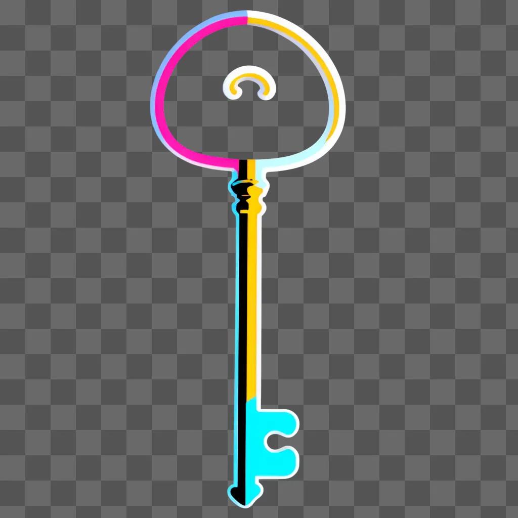 neon key on a white background