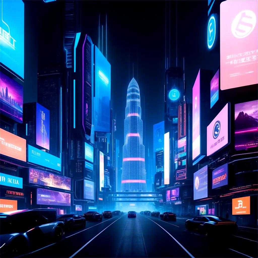 neon-lit city street at night