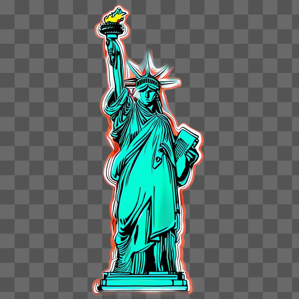 neon lit statue of liberty cut out