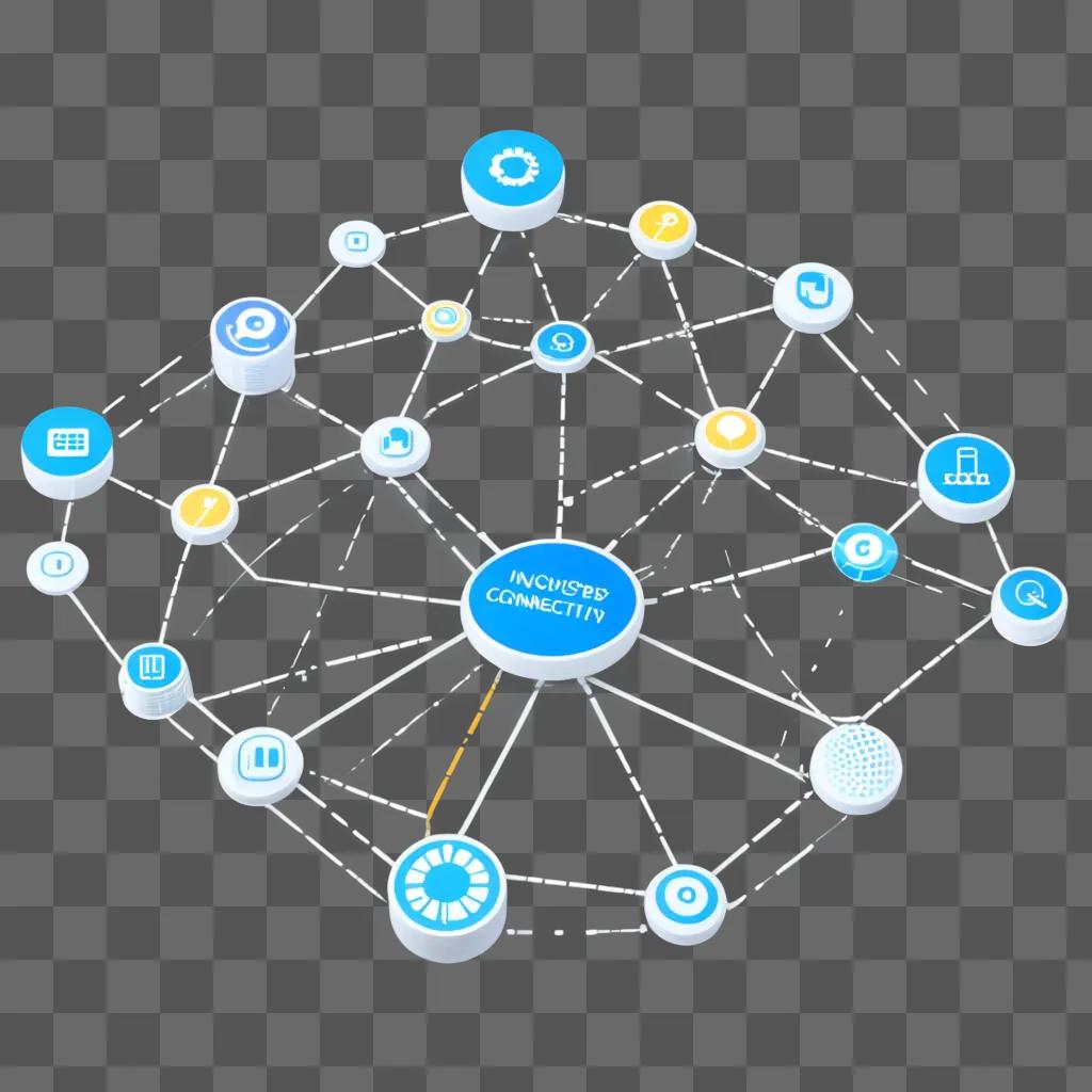 network of connected devices in a blue and white color scheme