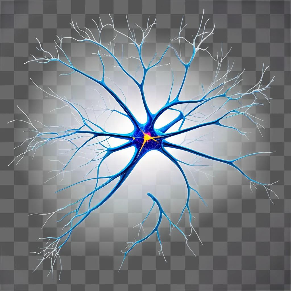 neuron is depicted in a blue and white image