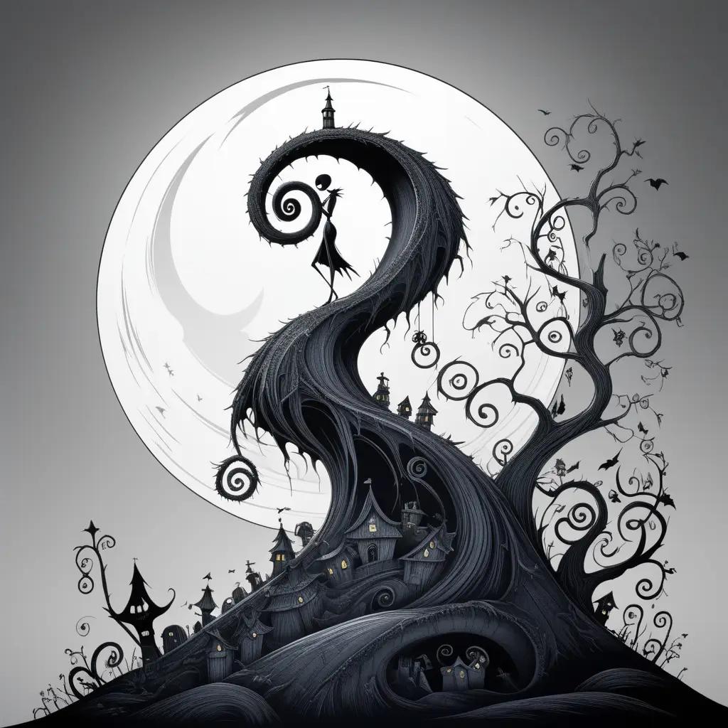 nightmarish illustration of the Nightmare Before Christmas