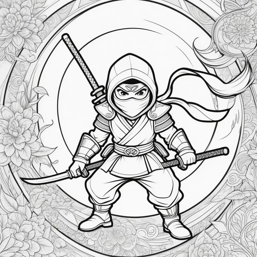 ninja with a sword is coloring page