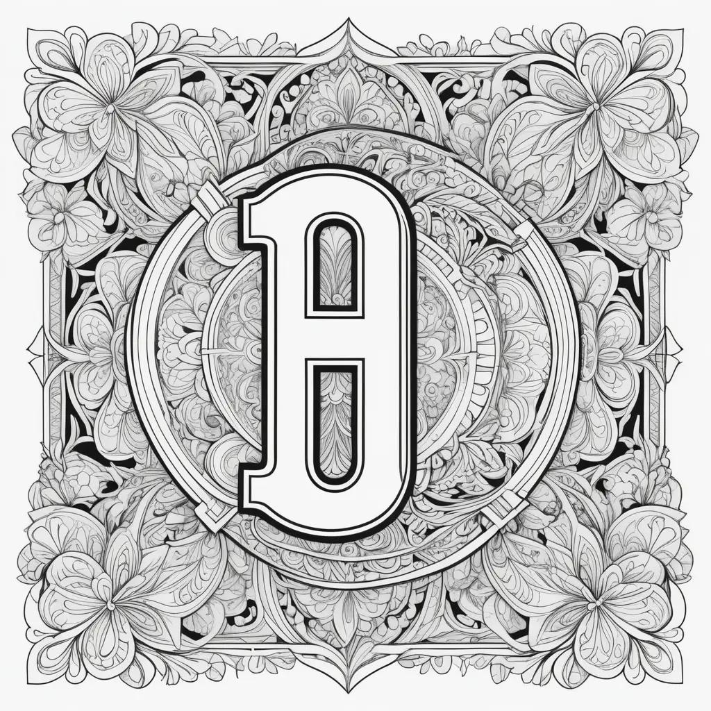 number block coloring page with a flower design