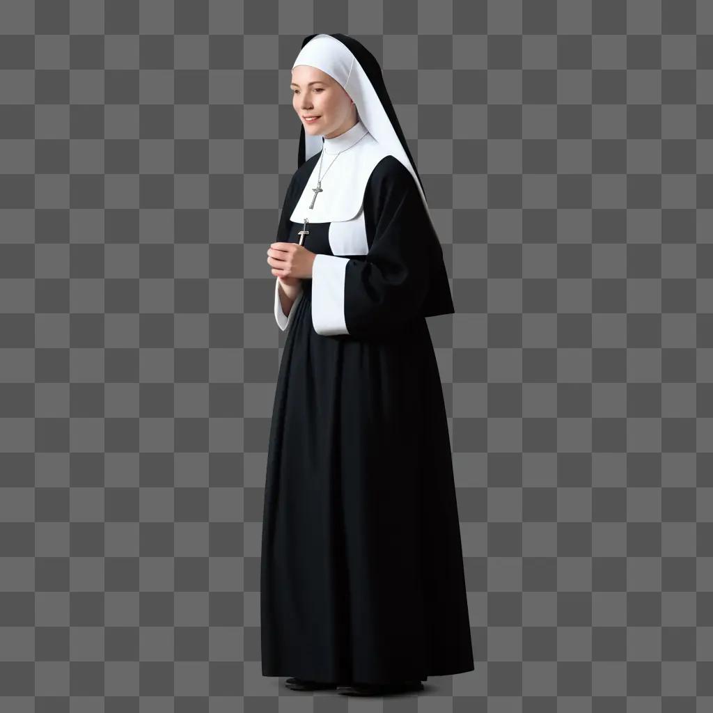 nun poses in a nuns robe