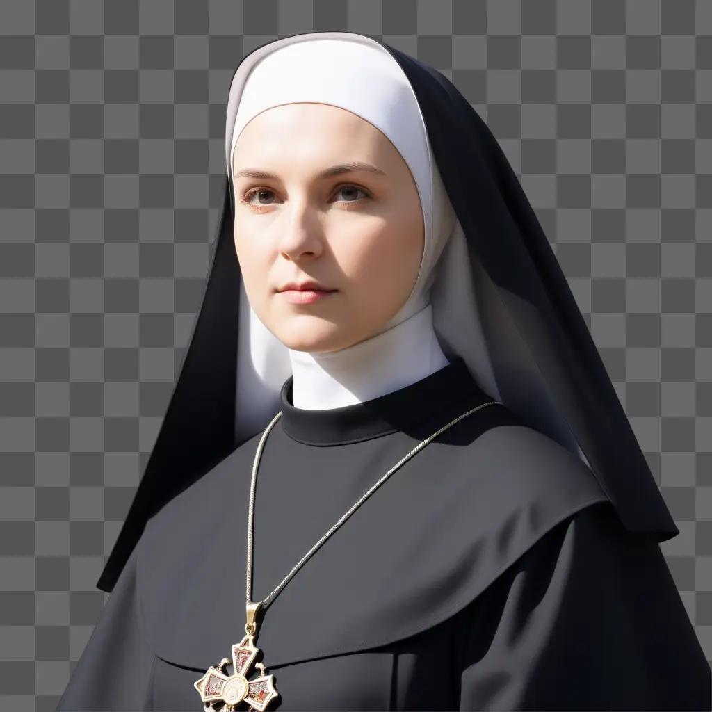 nun with a cross on her head