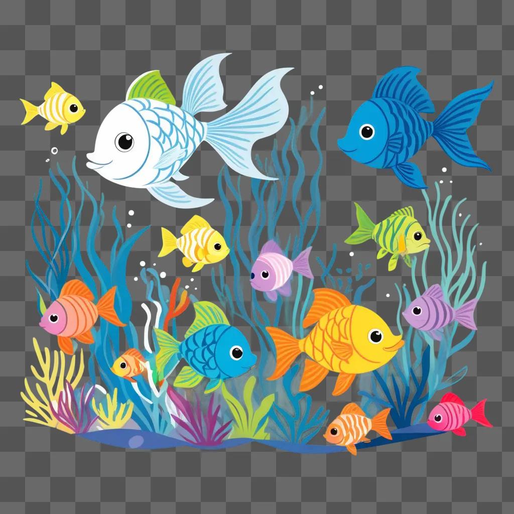 ocean scene with colorful fish and coral