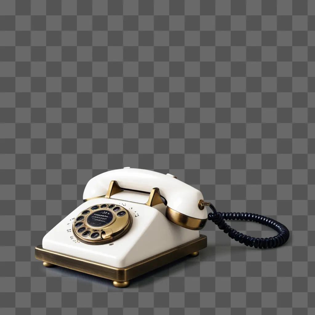 old-fashioned telephone sits on a gray surface