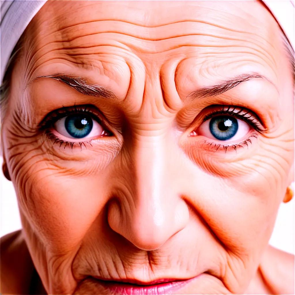 older womans face has wrinkles