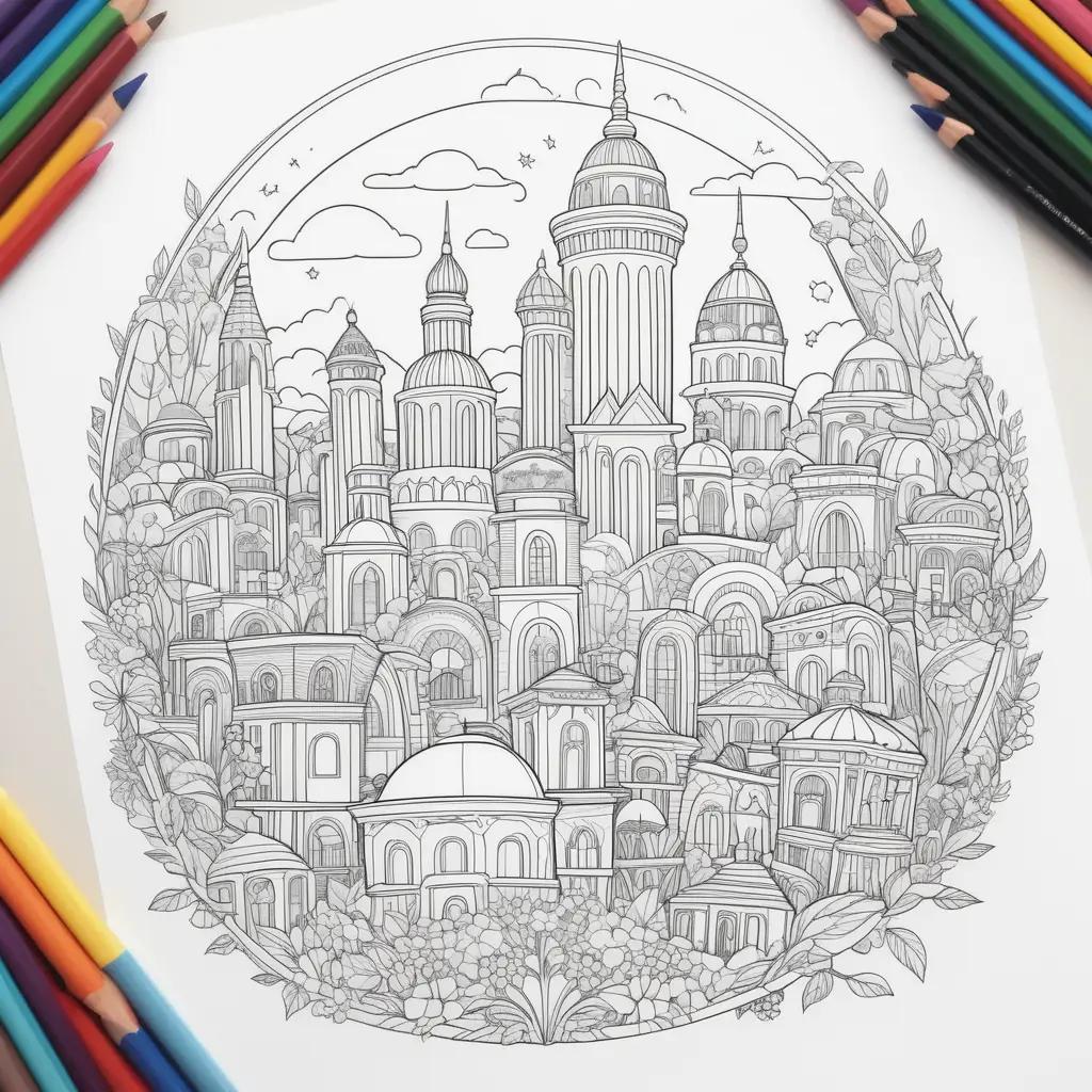 ong Us Coloring Page: Colorful Cartoon City