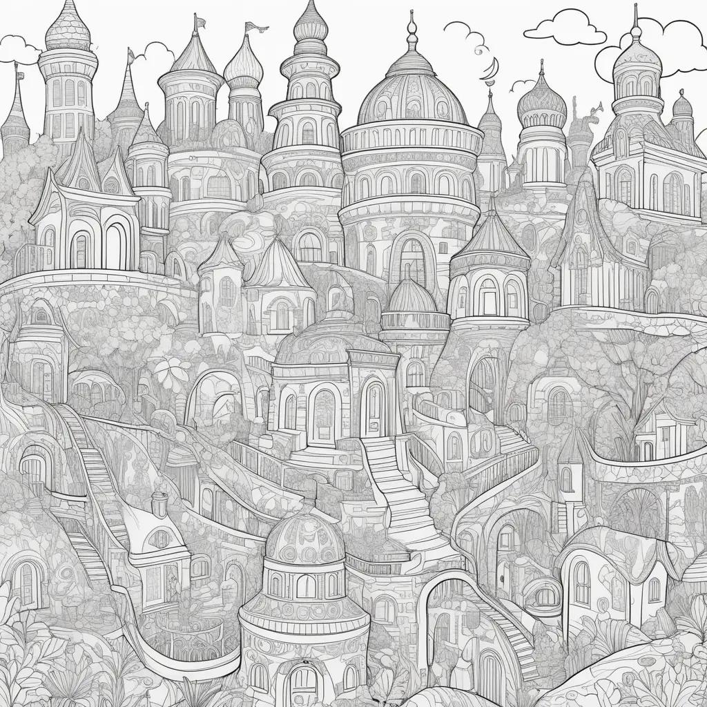 ong Us Coloring Pages: A Cartoon City with Towers