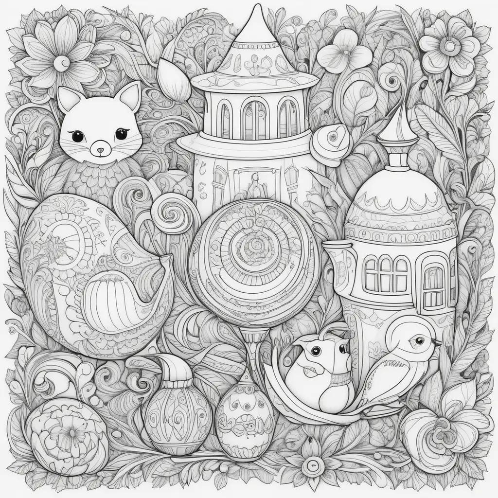 ong Us Coloring Pages: Cartoon Animals and Decorative Artwork