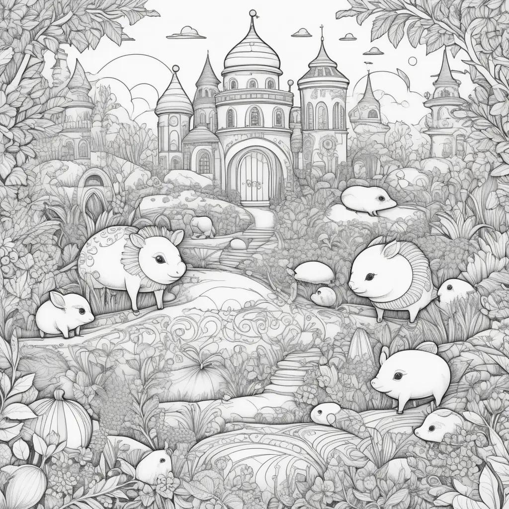 ong Us Coloring Pages: Cute Pigs in a Forest