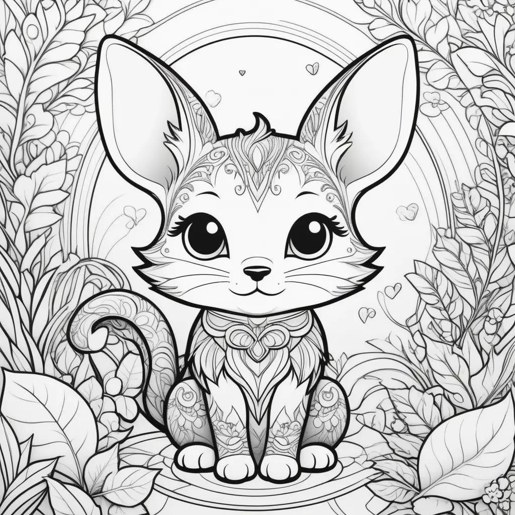 opt me coloring pages featuring a cute kitten with floral background