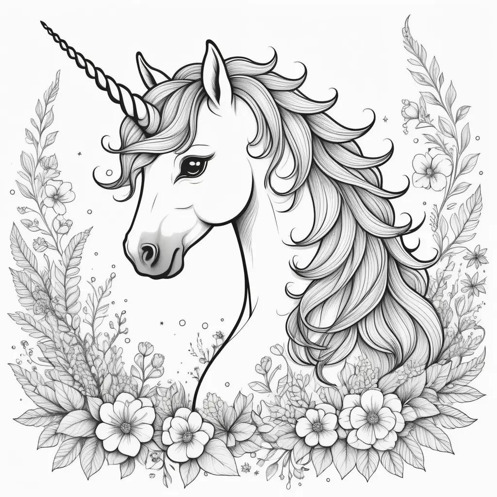 orable black and white coloring pages of a cute unicorn