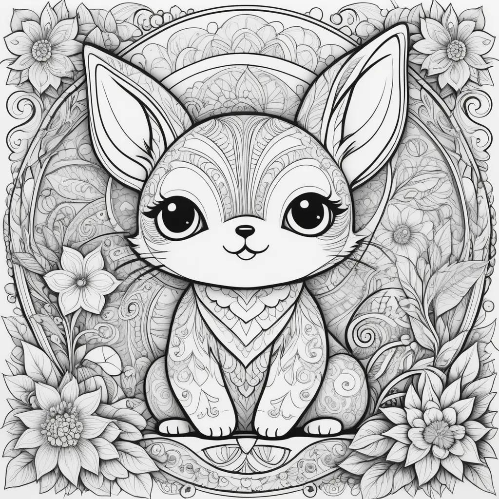 orable coloring page of a cute cat