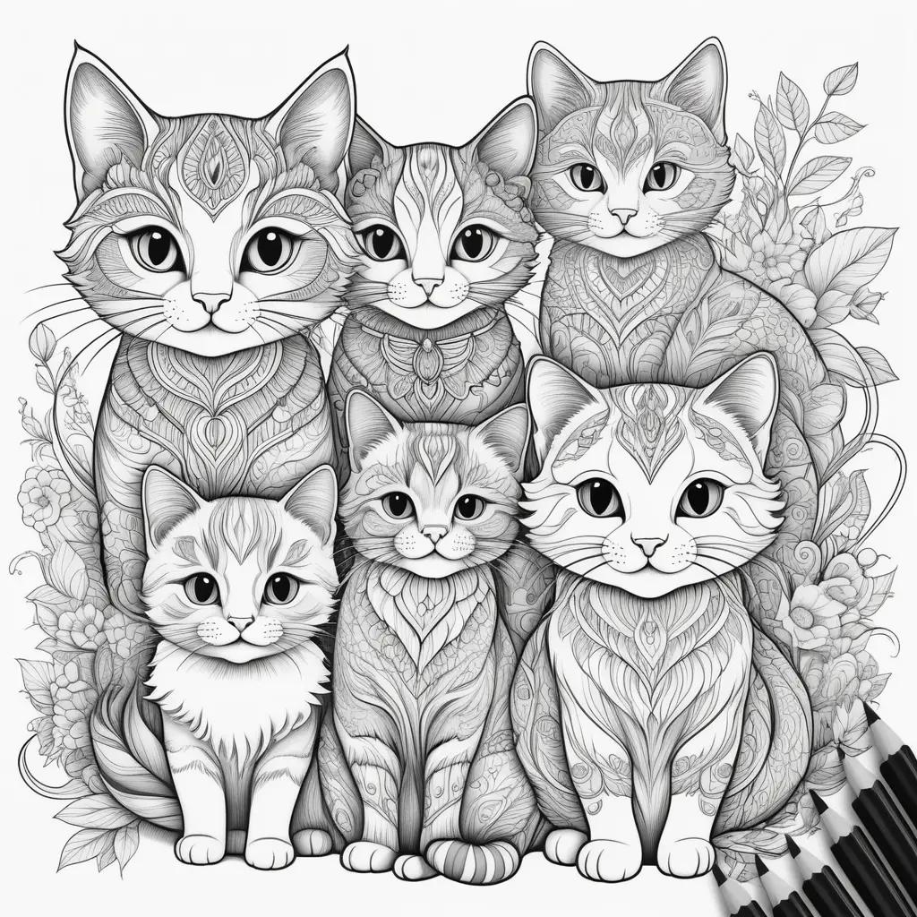 orable kittens fill up a coloring page