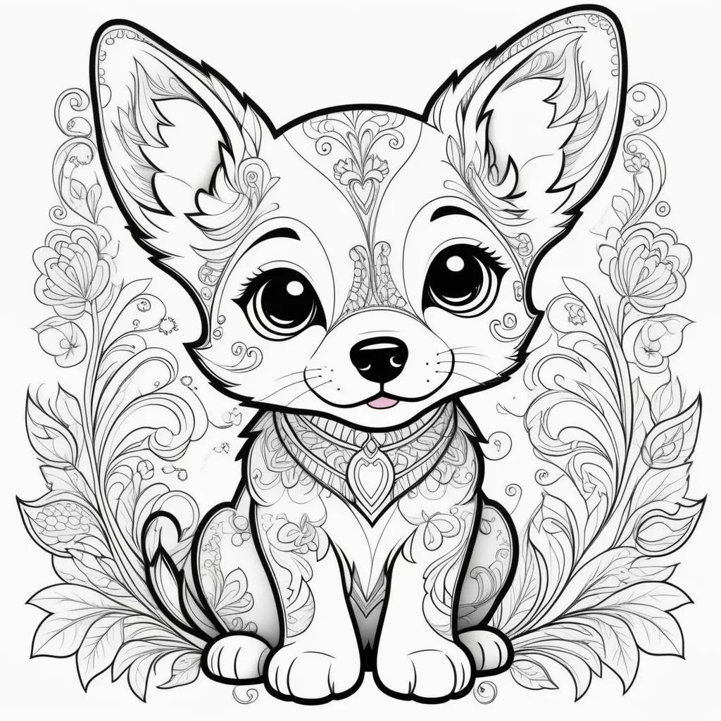 orable puppy coloring pages with floral designs