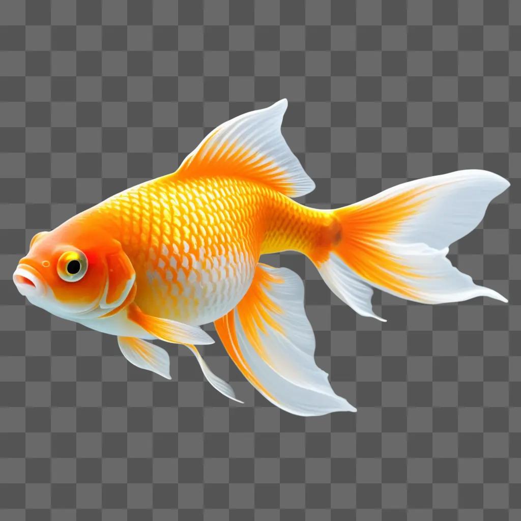 orange and white fish is drawn in neon colors