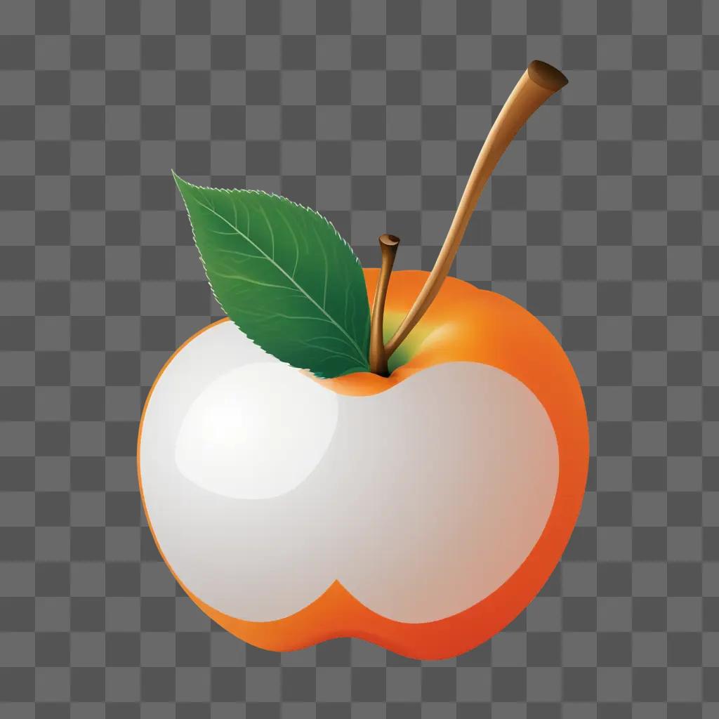 orange apple clipart with a leaf on it